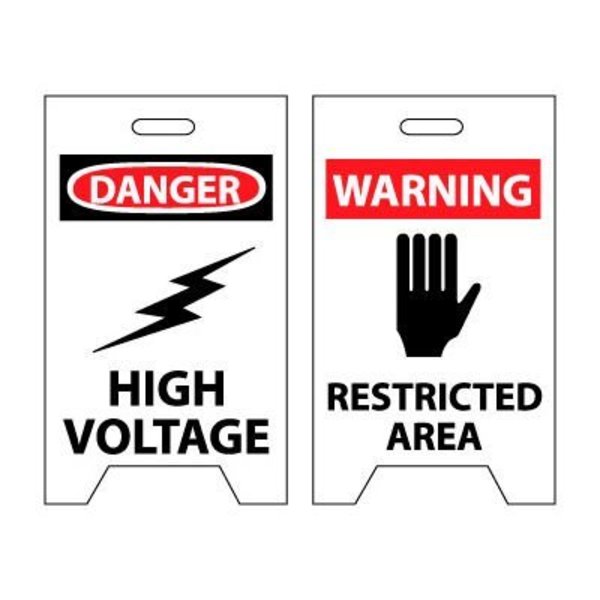 National Marker Co Floor Sign - Danger High Voltage Warning Restricted Area FS9
